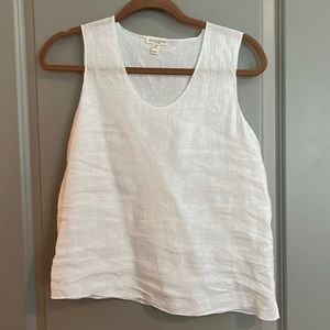 Eileen Fisher white linen tank top size PP